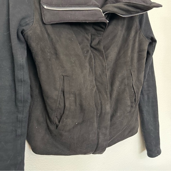 Blank nyc asymmetrical zip moto style reversible jacket black faux suede jersey - Picture 5 of 5